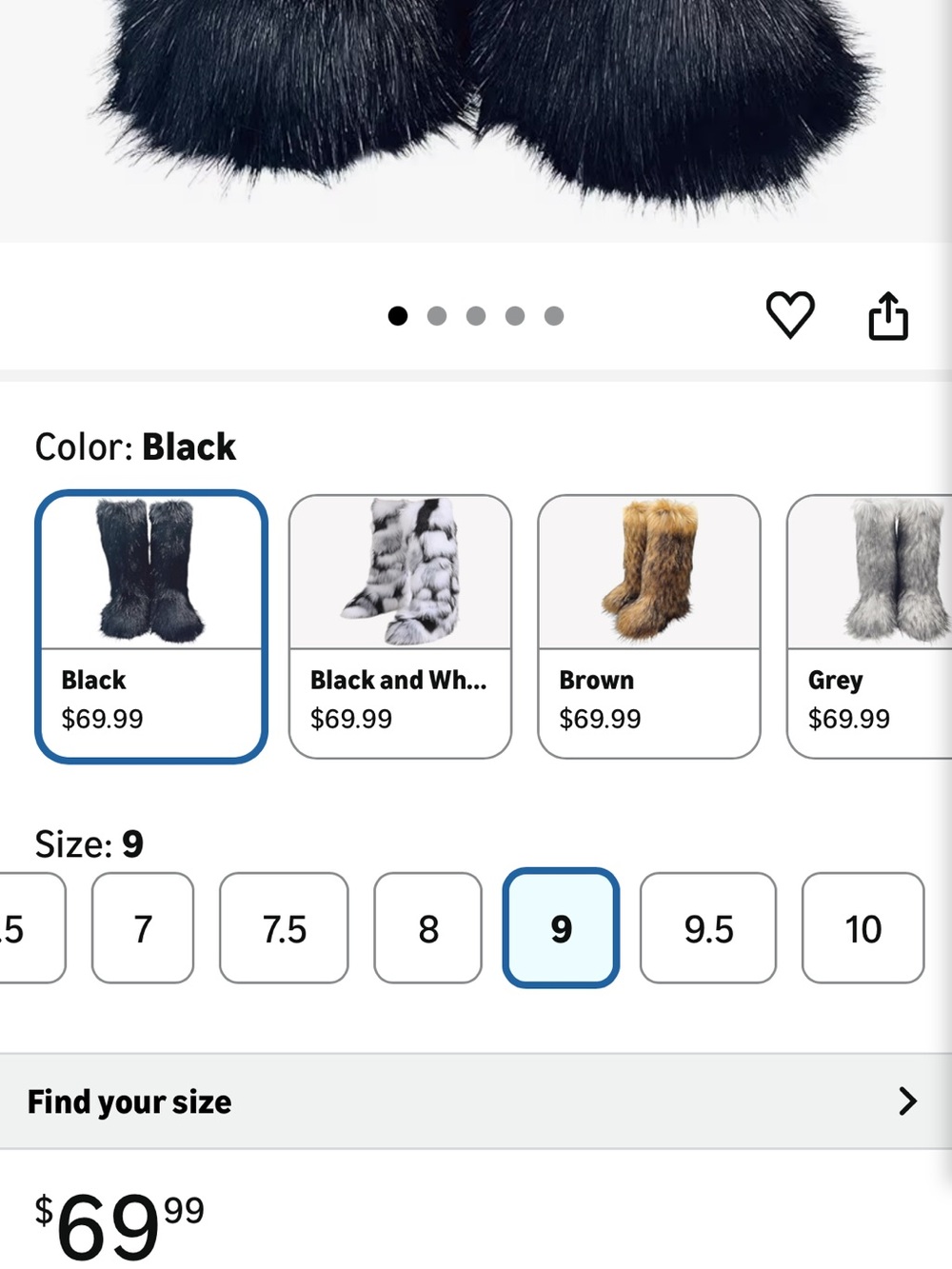 Black Faux Fur Boots - Picture 8 of 11